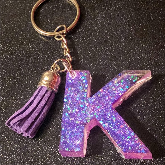 Letter Keychain Initial Keychain Initial Key Ring Glitter 